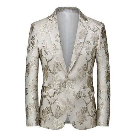 Men's Embroidery Black Blazer #S8327 - Blazers | White / XS
