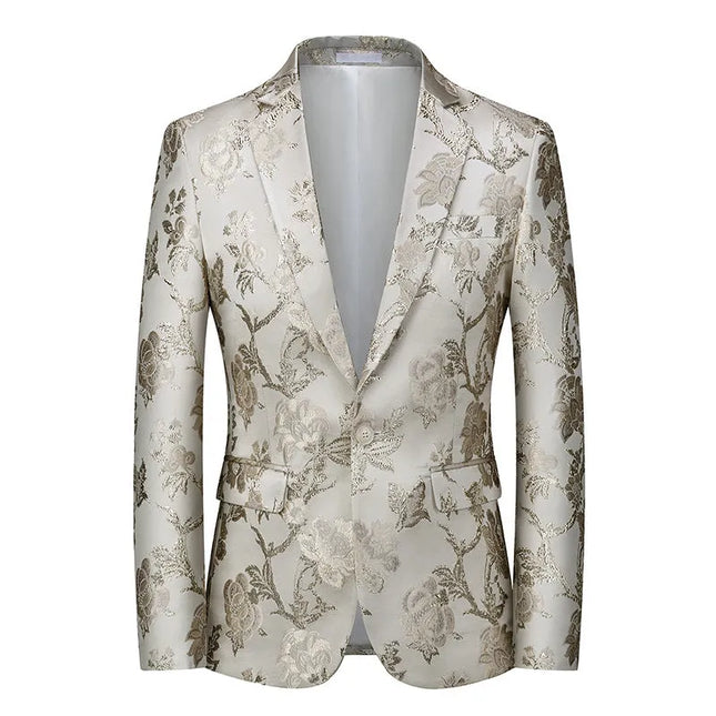 Men's Embroidery Black Blazer #S8327 - Blazers | White / XS